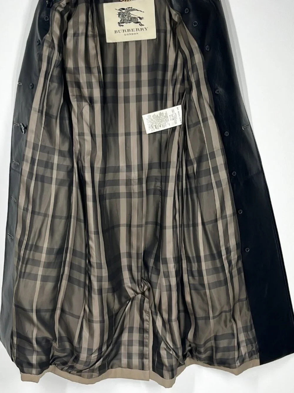 BURBERRY Beige and Black Leather Trim Women' Classic Trench Coat Size US 8 - Picture 10 of 13